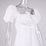 Women Summer Midi Dress Dresses Bubble Sleeve Solid Color Dress Summer