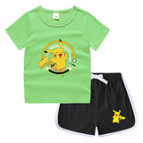 Children Pokemon Pikachu Tshirts & Shorts Casual Sports Sweat-Absorbent Suit Neutral