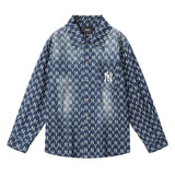 Yankees Autumn and Winter Letters Full Printed Long-Sleeved Shirt Denim Jacket Men's and Women's Tops