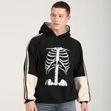 Skeleton Hoodie Autumn and Winter New Bone Skull Print Velvet Padded Hooded Sweatshirt