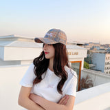 Vintage Check Baseball Cap Letter Embroidery