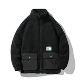 Men's Autumn Winter Coat Men's Stand Collar Lamb Wool Cotton Coat