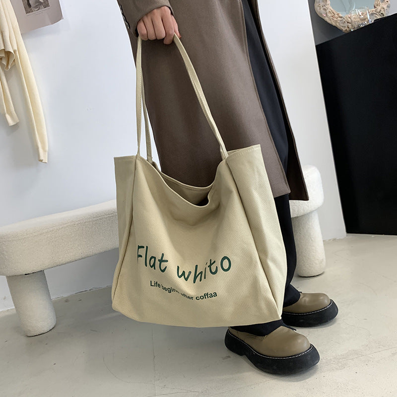 The Teacher Tote Idle Style Shoulder Bag Large Capacity Simple Leisure Bag Canvas Bag Artistic Fashion Women's Bag