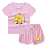 Children Pokemon Pikachu Tshirts & Shorts Casual Sports Sweat-Absorbent Suit Neutral