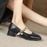 Nude Chunky Heel Mary Jane Shoes