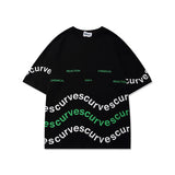 Men's T-shirt Wave Letter Print Street Loose-Fitting Pure Cotton Short Sleeves T-shirt Men's Half Sleeve Top