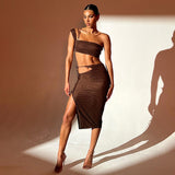 Women Top & Skirt 2 Piece Set Summer Vest Slim Fit Sexy Cutout Skirt Suit