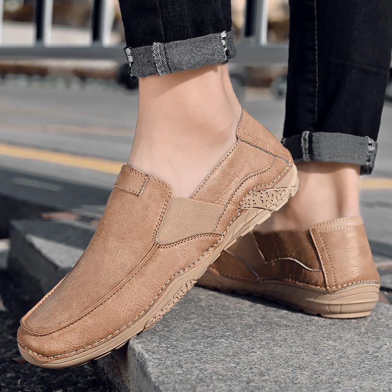Loafers for Men Spring Men's Peas Shoes Men's Two-Layer Cattlehide Cover