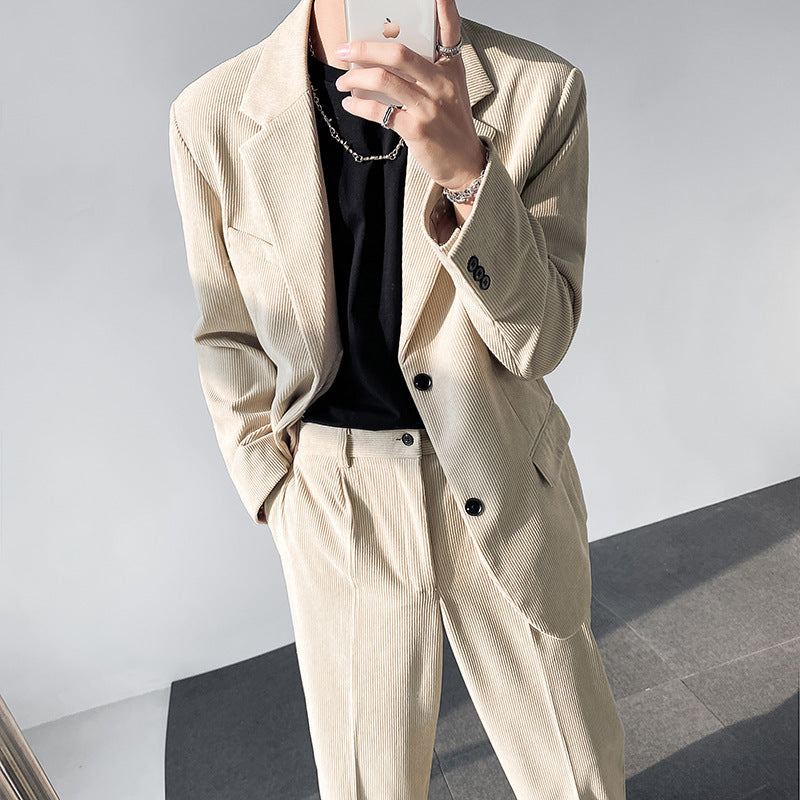Seersucker Suit Men's Corduroy Loose Suit Coat