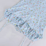 Summer Sexy Floral Pleated Backless Suspender Dress for Women