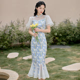 Women's Cottagecore Dress Vintage Design Lace Floral Dress for Women Summer