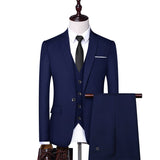 Seersucker Suit Suit Slim Three-Piece Suit for Men