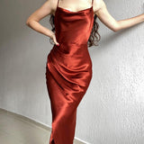 Nina Parker Dresses Sexy Dress Satin Slim Fit Backless Strap Dress