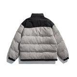 Man Fall Winter Outfis Winter Retro Style Color Stitching Stand-Collar Coat Men's Loose BF Casual Thickening Cotton-Padded Coat