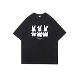 Men T Shitrs Rabbit Printed round Neck Short Sleeve