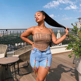 Women Plus Size Denim Shorts Fashion Tie Denim Shorts