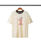 We11done T Shirt High Quality Puppy Cartoon Character Print Loose Solid Color for Men and Women