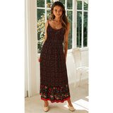 Beth Dutton Bohemian Dress Summer Spring Midi Dresses Summer Bohemian V-neck Skirt with Shoulder Straps Floral Dress
