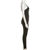 Summer New High Waist Slim Fit Hip Raise Sloping-Shoulder off the-Shoulder Backless Casual Sports Jumpsuit for Women
