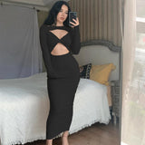 Nina Parker Dresses Sexy Dress Hollow-out Slim-Fit Long-Sleeved Dress