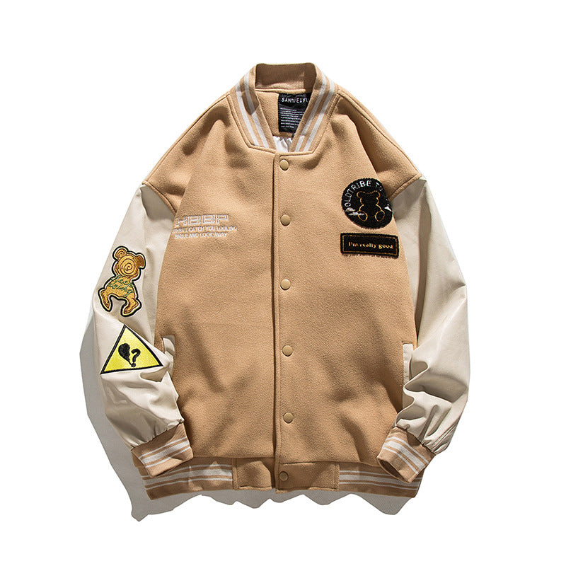 Letterman Jacket Outfit Senior Jackets Varsity Baseball Coat Autumn Men's Loose Casual
