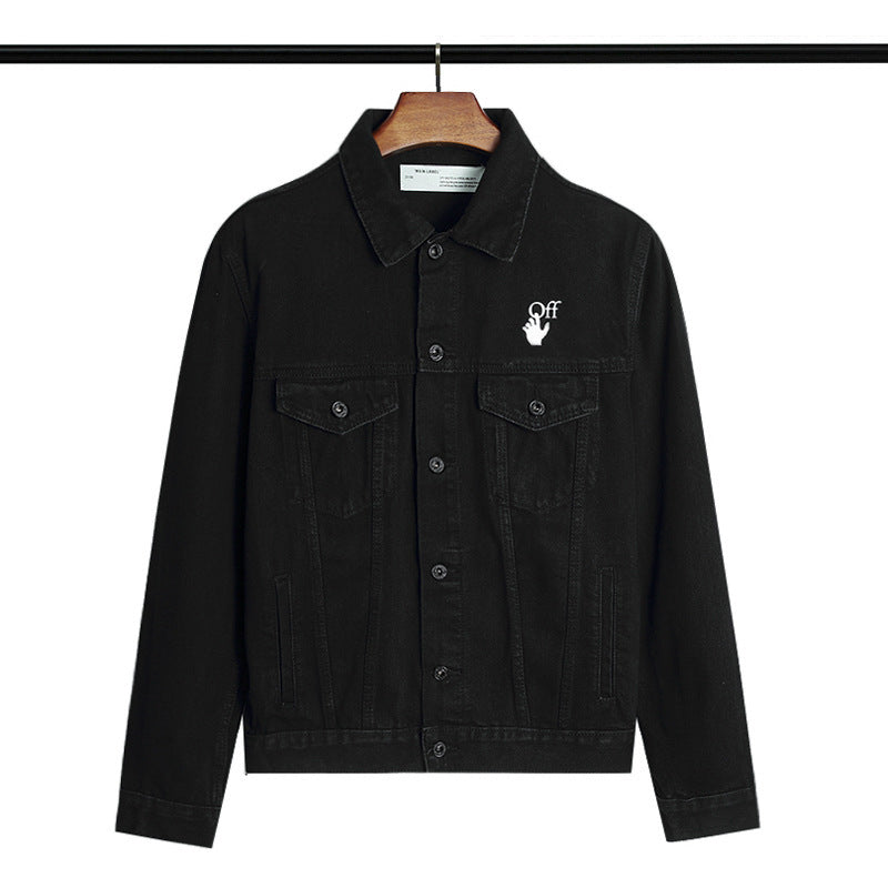 Off White Winter Coat Spring and Autumn Mona Lisa Portrait Pattern Denim Jacket for Men and Women