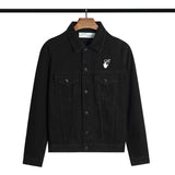 Off White Winter Coat Spring and Autumn Mona Lisa Portrait Pattern Denim Jacket for Men and Women