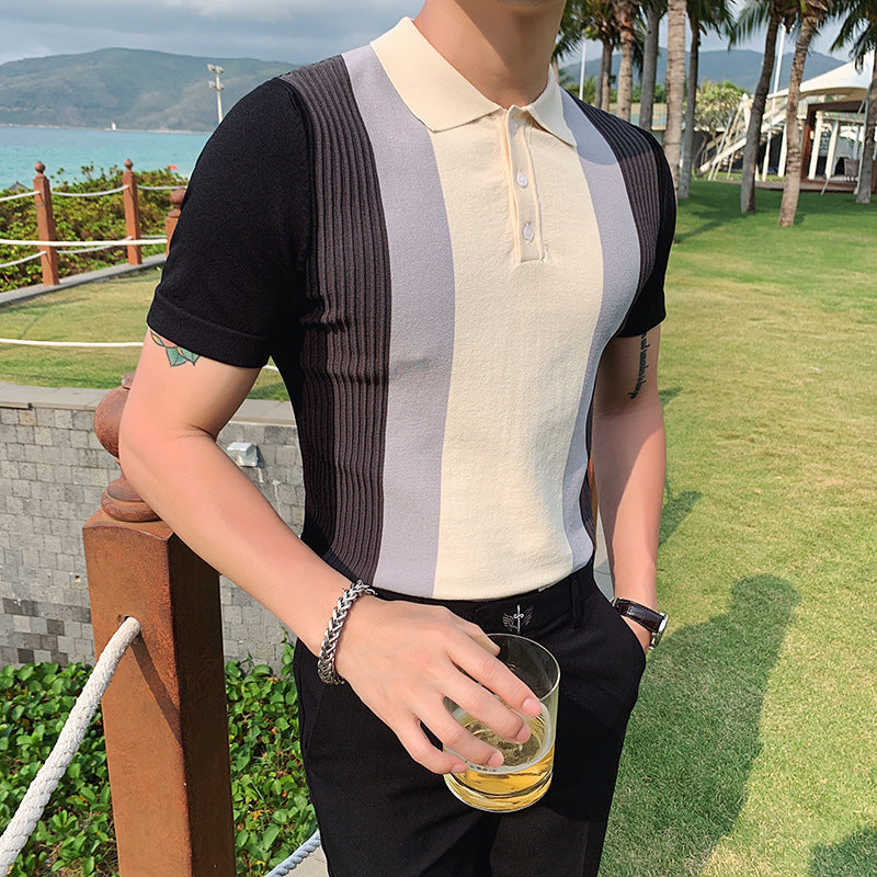 Men Polo Shirts Short Sleeve Lapel T-shirt