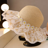 Straw Hat Mesh Little Daisy Seaside Beach Hat Princess Hat Children's Straw Hat