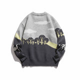 Man Fall Winter Outfis Autumn and Winter Cow round Neck Sweater Men's Loose Oversize Casual Sweater