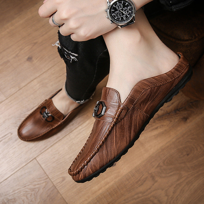 Loafers for Men Summer Men's Shoes Closed Toe Half Slippers Men