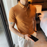 Men Polo Shirts Short Sleeve Lapel T-shirt