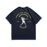 Varsity Jacket for Men Unisex T-shirt Summer Printed Loose Round Neck Pullover