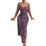 Nina Parker Dresses Sexy Temperament Leopard Print Backless Suspender Dress