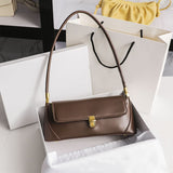 The Teacher Tote Underarm Genuine Leather Bag Women's Bag Cowhide Portable Baguette Bag Chest Bag