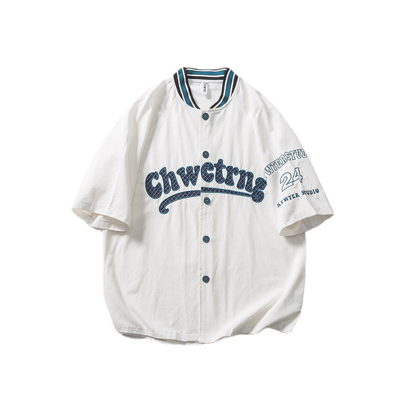 Letterman Jacket Outfit Senior Jackets Varsity Baseball Coat Shirt Men's Short Sleeve Summer Loose