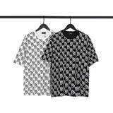 We11done T Shirt Summer Full Printed Letters Printing Mesh Red Men's and Women's Short Sleeve