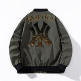 New York NYC Varsity Jacket Stand Collar Jacket Baseball Uniform Sequined Embroidered Jacket