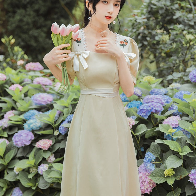 Women Cottagecore Dress Summer Vintage Dress