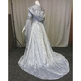 Vintage Empire Waist Dress Women's Solid Color Long Sleeve Hooded Dress