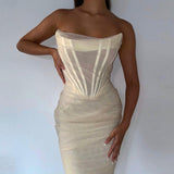 Women Summer Dresses Midi Dress Summer Women's Mesh Wrapped Chest Midi Dress Summer