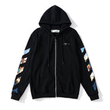 Off White Zipper Hoodie Spring and Autumn Monet Oil Painting Zipper Cardigan Hoodie Coat
