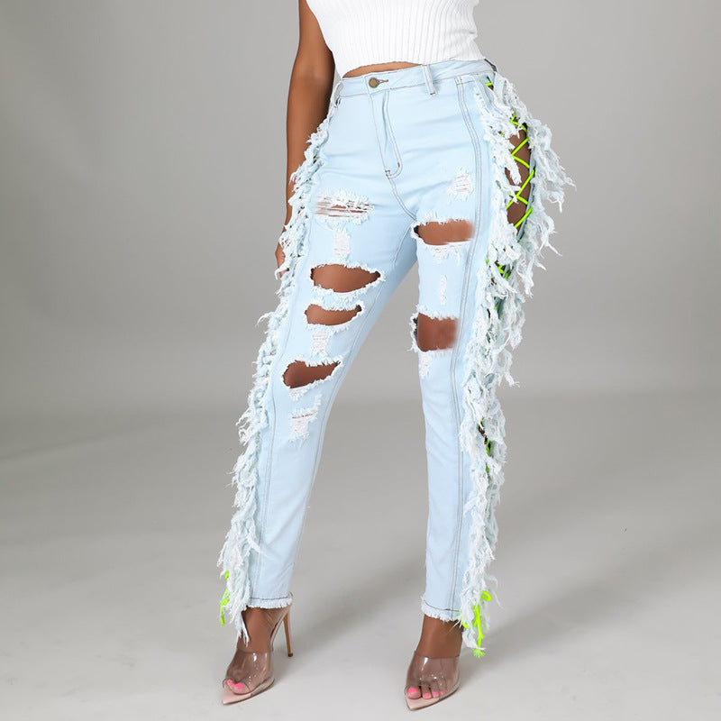 Women Distressed Denim Jeans Ripped Jean Ripped Stretch Jeans Skinny Pants Women