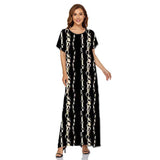 Muslim Women Stylish Kashibo Abaya Muslim Ladies Long Gown Islamic Clothing Jilbab Jalabiya Short Sleeve Round Neck Printed Summer Fashion Long Skirt