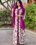 Muslim Women Stylish Kashibo Abaya Muslim Ladies Long Gown Islamic Clothing Jilbab Jalabiya Purple Loose Print Dress