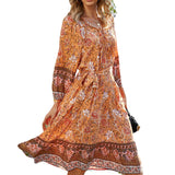 Beth Dutton Bohemian Dress Summer Spring Midi Dresses Cotton Lace Printed Dress