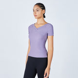 Moisture Wicking Shirts Spring/Summer Sports T-shirt V-neck Running Training Undershirt for Women