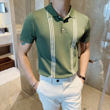 Men Polo Shirts Slim Fit Stretch Polo Collar Top T-shirt