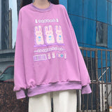 Pastel Gothic Lolita Harajuku Style Clothing Autumn Milk Rabbit Printed round Neck Long Sleeve Sweater