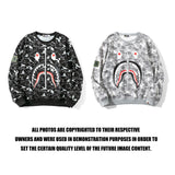 Shark Print Sweatshirts Digital Pixels Camouflage Pullover Sweater Men's and Women's round Neck Thin Coat